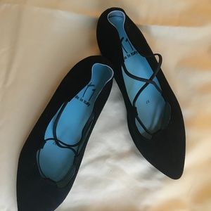 Black suede Thierry Raboutin dress flats